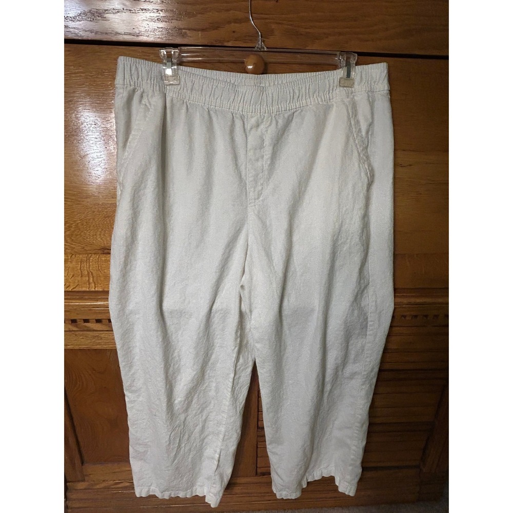 Old Navy Quiet Luxury Nautical White Linen Blend High Rise Wide Leg Pants Resort